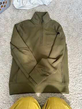 Reigning Champ Olive Green Waffle Quarter-Zip Pullover